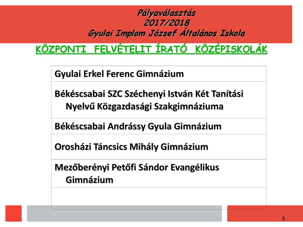 Gyulai Implom József Általános Iskola ppt letölteni